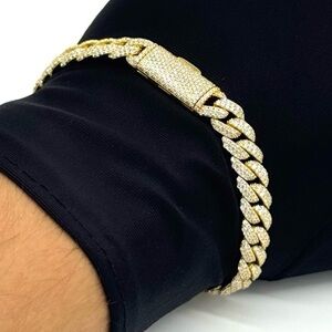 18K Gold Plated, 4.8CTW Moissanite Arc Miami Cuban Bracelet